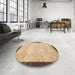 Round Abstract Dark Gold Brown Modern Rug in a Office, abs1633