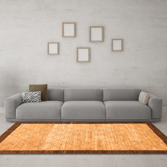 Machine Washable Abstract Orange Modern Area Rugs in a Living Room, wshabs1633org