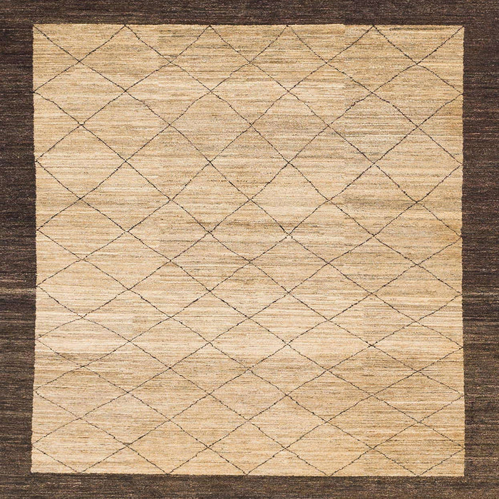 Square Machine Washable Abstract Dark Gold Brown Rug, wshabs1633
