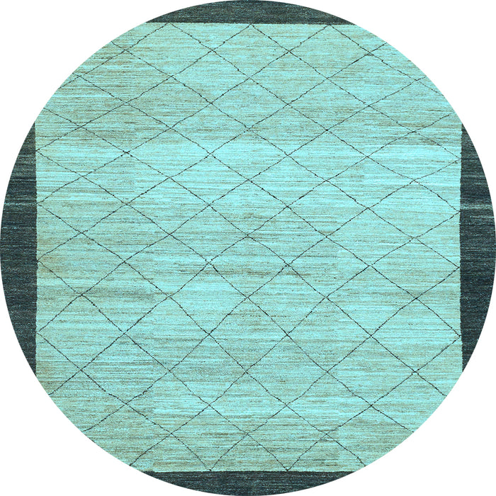 Round Abstract Light Blue Modern Rug, abs1633lblu
