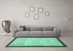 Machine Washable Abstract Turquoise Modern Area Rugs in a Living Room,, wshabs1633turq