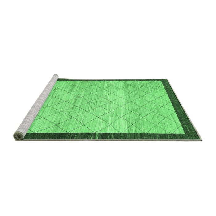 Sideview of Machine Washable Abstract Emerald Green Modern Area Rugs, wshabs1633emgrn