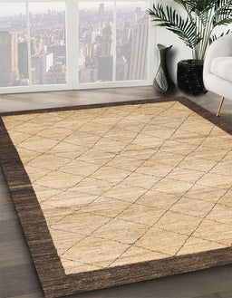 Machine Washable Abstract Dark Gold Brown Rug in a Family Room, wshabs1633
