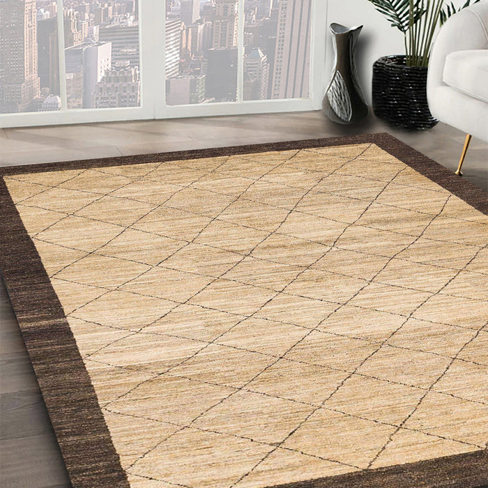 Machine Washable Abstract Dark Gold Brown Rug in a Family Room, wshabs1633