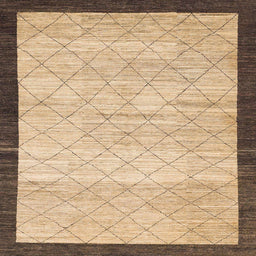 Square Abstract Dark Gold Brown Modern Rug, abs1633