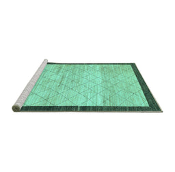 Sideview of Machine Washable Abstract Turquoise Modern Area Rugs, wshabs1633turq