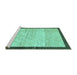 Sideview of Machine Washable Abstract Turquoise Modern Area Rugs, wshabs1633turq