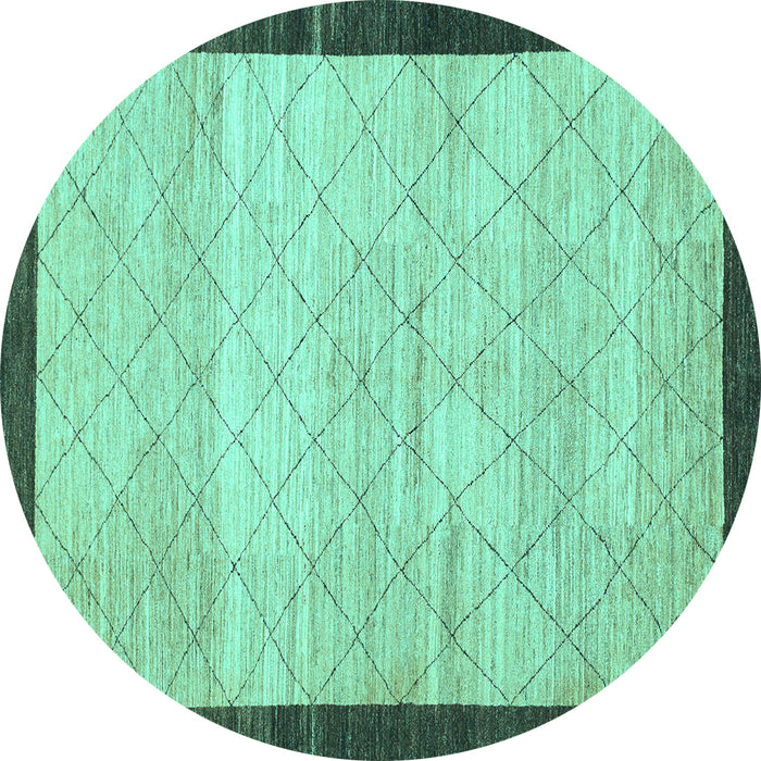 Round Abstract Turquoise Modern Rug, abs1633turq
