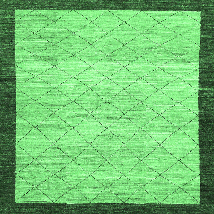 Square Abstract Emerald Green Modern Rug, abs1633emgrn