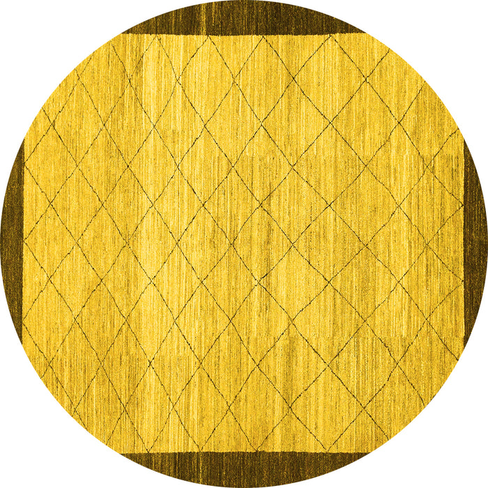 Round Machine Washable Abstract Yellow Modern Rug, wshabs1633yw