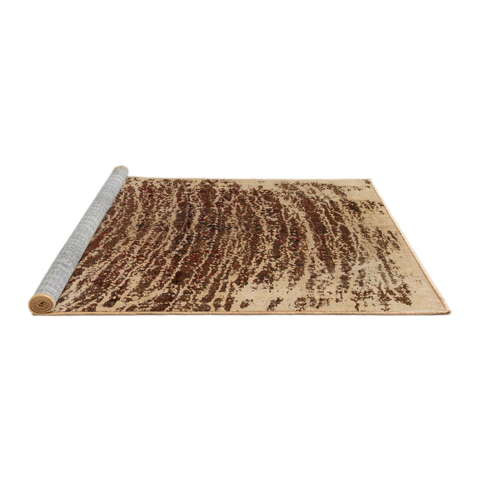 Sideview of Machine Washable Abstract Dark Sienna Brown Rug, wshabs1634