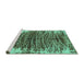 Sideview of Machine Washable Abstract Turquoise Modern Area Rugs, wshabs1634turq