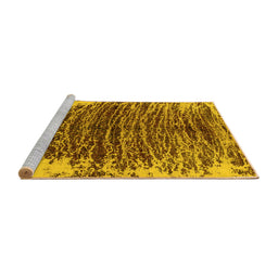 Sideview of Machine Washable Abstract Yellow Modern Rug, wshabs1634yw