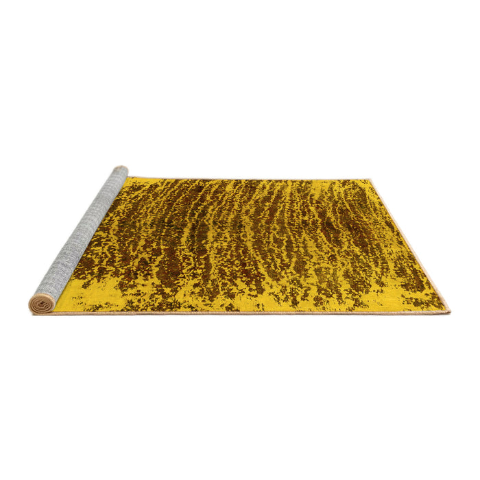 Sideview of Machine Washable Abstract Yellow Modern Rug, wshabs1634yw