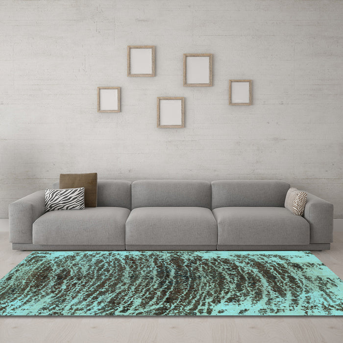 Machine Washable Abstract Light Blue Modern Rug in a Living Room, wshabs1634lblu