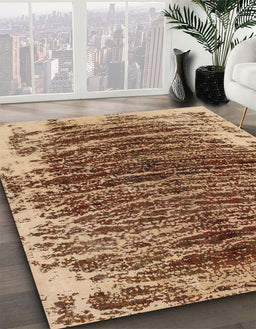Abstract Dark Sienna Brown Modern Rug in Family Room, abs1634