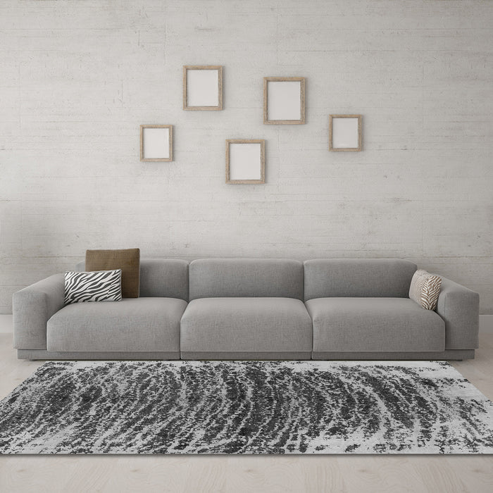 Machine Washable Abstract Gray Modern Rug in a Living Room,, wshabs1634gry
