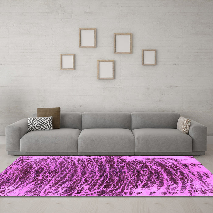 Machine Washable Abstract Purple Modern Area Rugs in a Living Room, wshabs1634pur