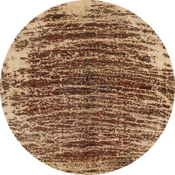 Round Abstract Dark Sienna Brown Modern Rug, abs1634