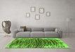 Machine Washable Abstract Green Modern Area Rugs in a Living Room,, wshabs1634grn