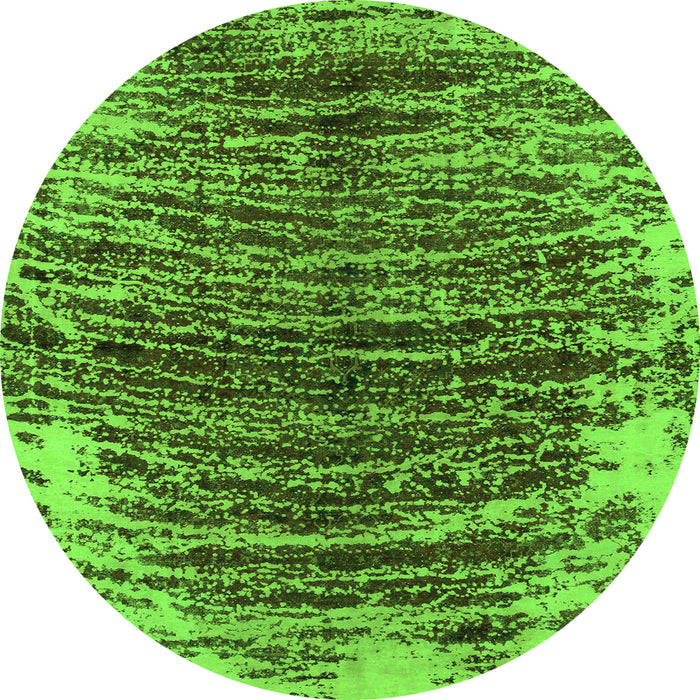 Round Abstract Green Modern Rug, abs1634grn
