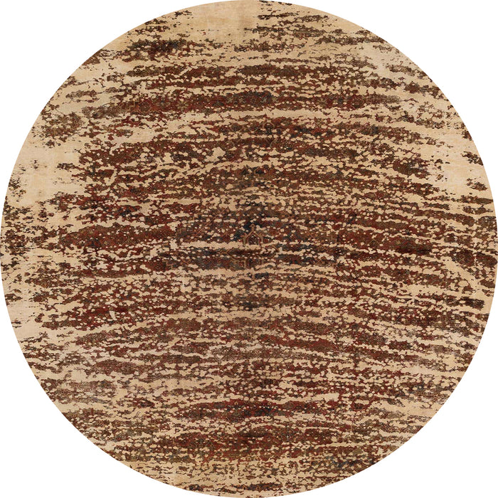 Round Machine Washable Abstract Dark Sienna Brown Rug, wshabs1634