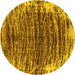 Round Abstract Yellow Modern Rug, abs1634yw