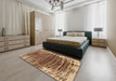 Abstract Dark Sienna Brown Modern Rug in a Bedroom, abs1634