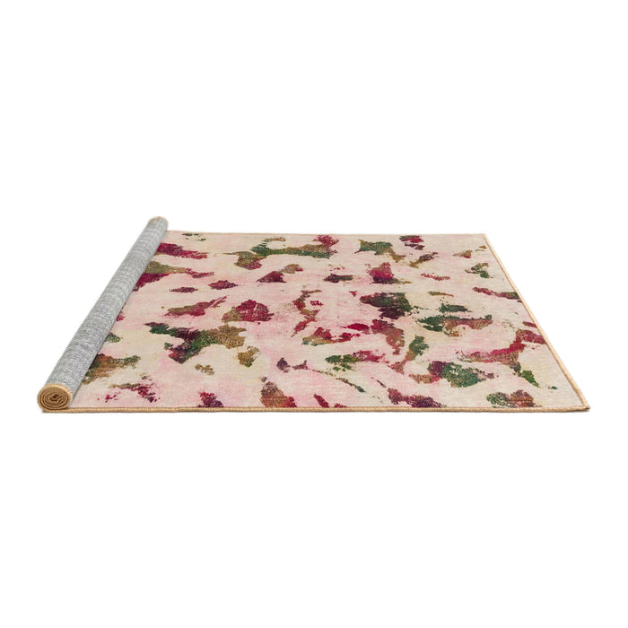 Sideview of Machine Washable Abstract Copper Red Pink Rug, wshabs1635