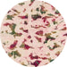 Round Machine Washable Abstract Copper Red Pink Rug, wshabs1635
