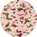 Round Abstract Copper Red Pink Modern Rug, abs1635