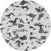 Round Abstract Gray Modern Rug, abs1635gry