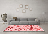 Machine Washable Abstract Red Modern Rug, wshabs1635red