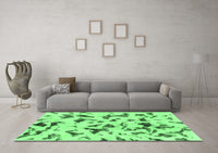 Machine Washable Abstract Emerald Green Modern Rug, wshabs1635emgrn