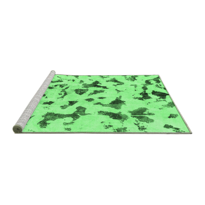 Sideview of Machine Washable Abstract Emerald Green Modern Area Rugs, wshabs1635emgrn