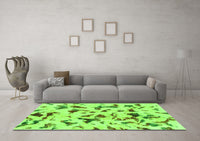 Machine Washable Abstract Green Modern Rug, wshabs1635grn