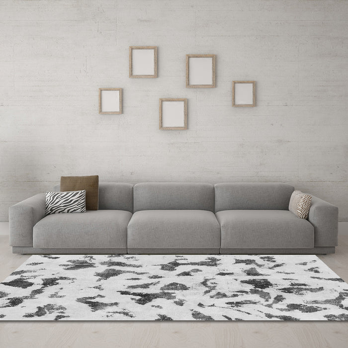 Machine Washable Abstract Gray Modern Rug in a Living Room,, wshabs1635gry
