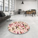 Round Abstract Copper Red Pink Modern Rug in a Office, abs1635