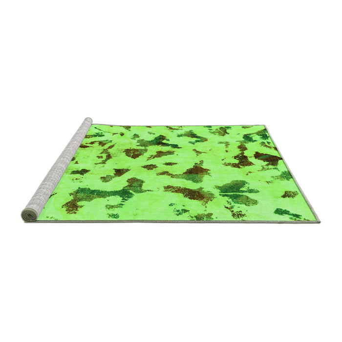 Sideview of Machine Washable Abstract Green Modern Area Rugs, wshabs1635grn