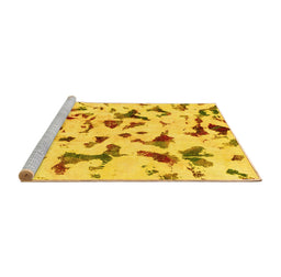 Sideview of Machine Washable Abstract Yellow Modern Rug, wshabs1635yw
