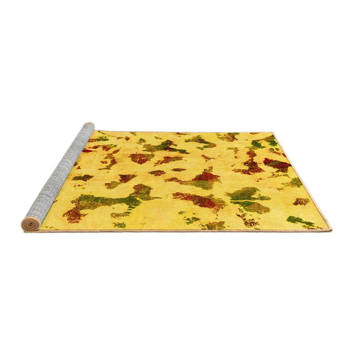 Sideview of Machine Washable Abstract Yellow Modern Rug, wshabs1635yw