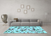 Machine Washable Abstract Light Blue Modern Rug, wshabs1635lblu