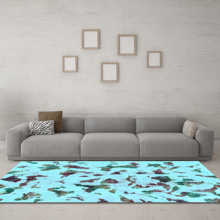 Machine Washable Abstract Light Blue Modern Rug in a Living Room, wshabs1635lblu