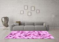 Machine Washable Abstract Pink Modern Rug, wshabs1635pnk