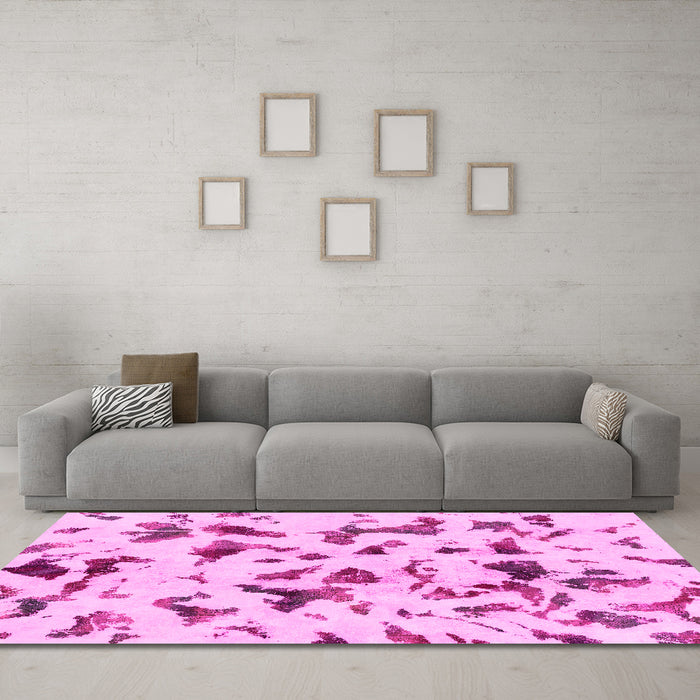 Machine Washable Abstract Pink Modern Rug in a Living Room, wshabs1635pnk