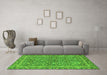 Machine Washable Abstract Green Modern Area Rugs in a Living Room,, wshabs1636grn