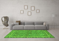 Machine Washable Abstract Green Modern Rug, wshabs1636grn