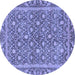 Round Machine Washable Abstract Blue Modern Rug, wshabs1636blu