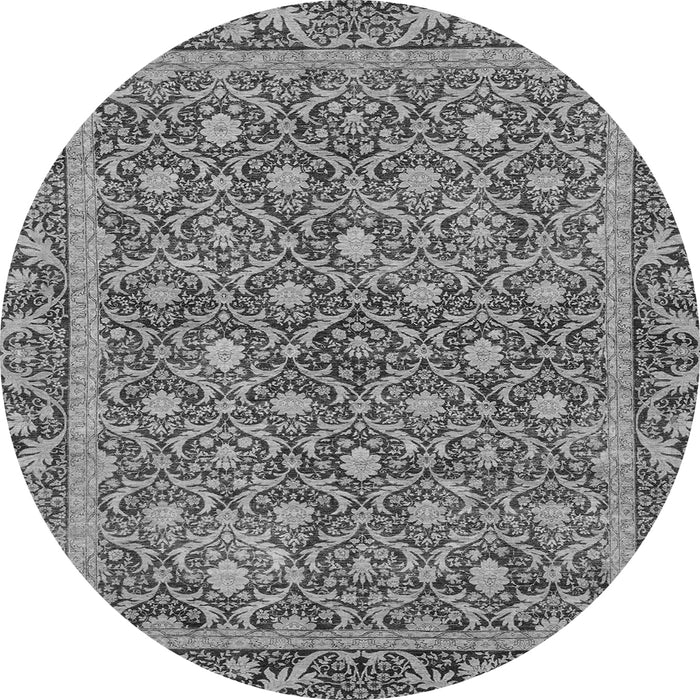 Round Machine Washable Abstract Gray Modern Rug, wshabs1636gry