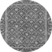 Round Machine Washable Abstract Gray Modern Rug, wshabs1636gry